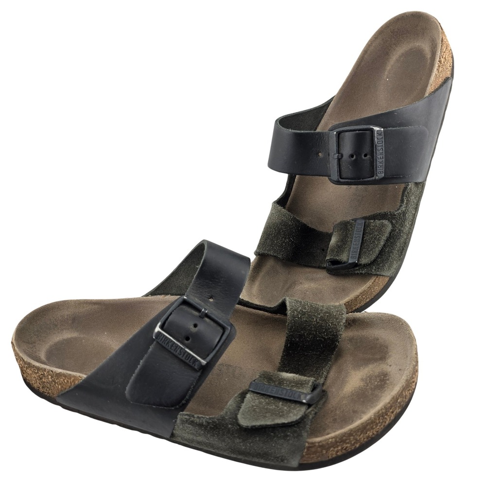Birkenstock‎ Arizona Mixed Leather Suede Sandals Womens 38 GOOD Outdoor Earthy
